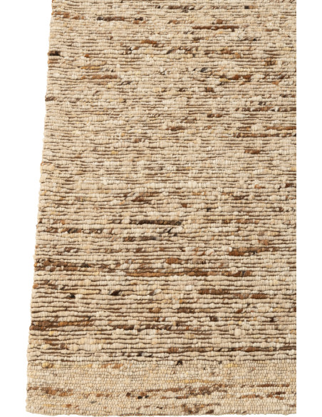 Tapis scandinave chic Rectangulaire 160x230 en Laine Marron Blanc écru Motif tissé Woolly J-Line - 3