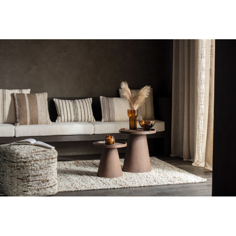 Tapis scandinave chic Rectangulaire 160x230 en Laine Marron Blanc écru Motif tissé Woolly J-Line - 4