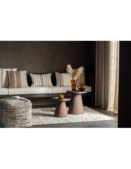 Tapis scandinave chic Rectangulaire 160x230 en Laine Marron Blanc écru Motif tissé Woolly J-Line - 4