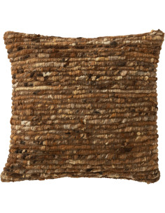 Coussin scandinave chic Carré 45x45 en Laine Marron clair Marron foncé Motif tissé Woolly J-Line - 1