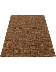Tapis scandinave chic Rectangulaire 160x230 en Laine Marron clair Marron foncé Motif tissé Woolly J-Line - 1