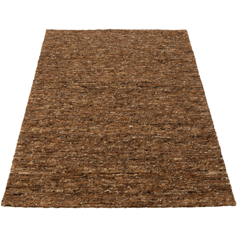 Tapis scandinave chic Rectangulaire 160x230 en Laine Marron clair Marron foncé Motif tissé Woolly J-Line - 1