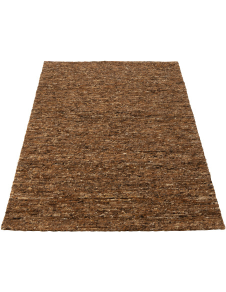 Tapis scandinave chic Rectangulaire 160x230 en Laine Marron clair Marron foncé Motif tissé Woolly J-Line - 1