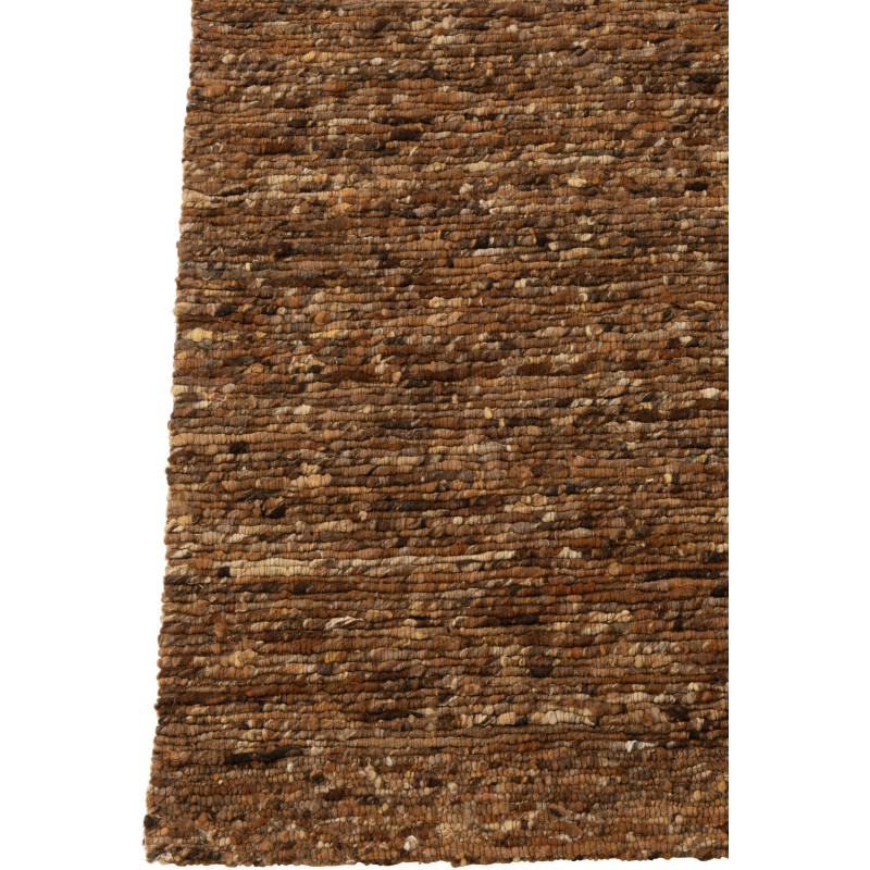 Tapis scandinave chic Rectangulaire 160x230 en Laine Marron clair Marron foncé Motif tissé Woolly J-Line - 3