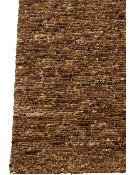 Tapis scandinave chic Rectangulaire 160x230 en Laine Marron clair Marron foncé Motif tissé Woolly J-Line - 3