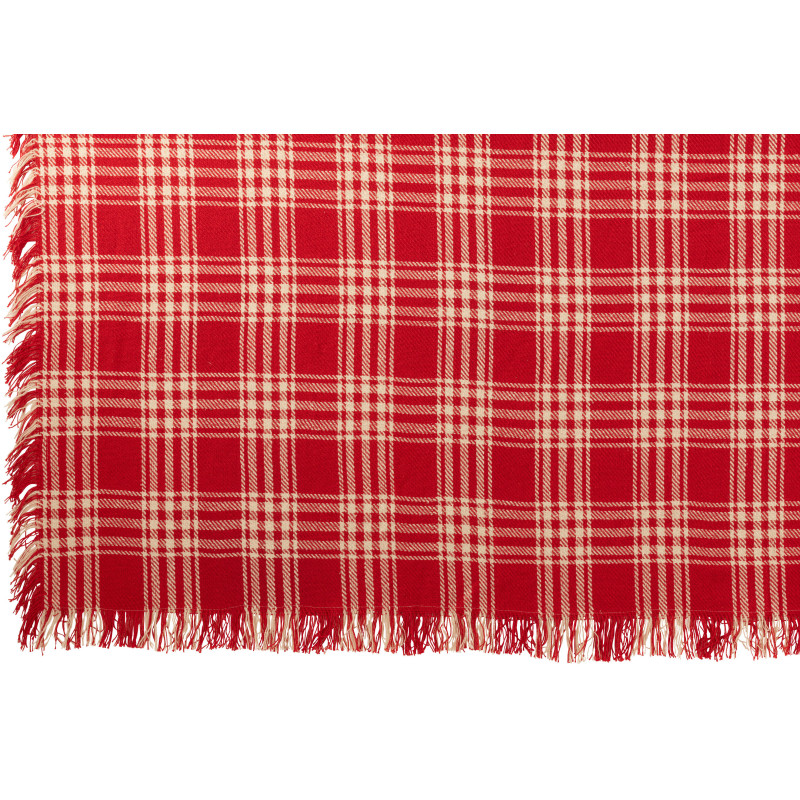 Plaid à carreaux Écossais 130x180 en Coton Rouge Blanc Avec franges Motif tartan Karossa - 3