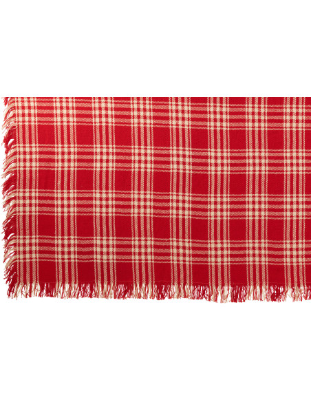 Plaid à carreaux Écossais 130x180 en Coton Rouge Blanc Avec franges Motif tartan Karossa - 3