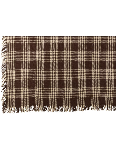 Plaid à carreaux Écossais 130x180 en Coton Marron foncé Blanc Avec franges Motif tartan Karossa - 3
