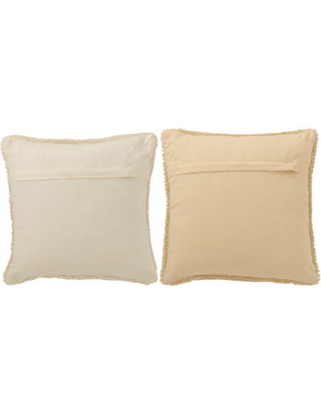 Coussin de Noël déco Carré 45x45 en Tissu Blanc Beige Hohoho (Lot de 2) - 3