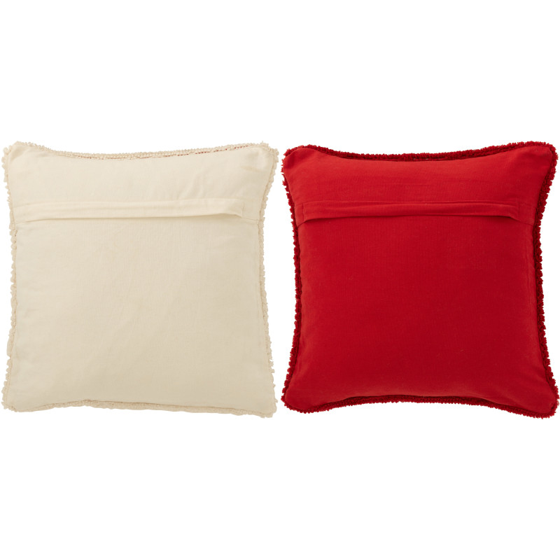Coussin de Noël déco Carré 45x45 en Tissu Rouge Blanc Hohoho (Lot de 2) J-Line - 3