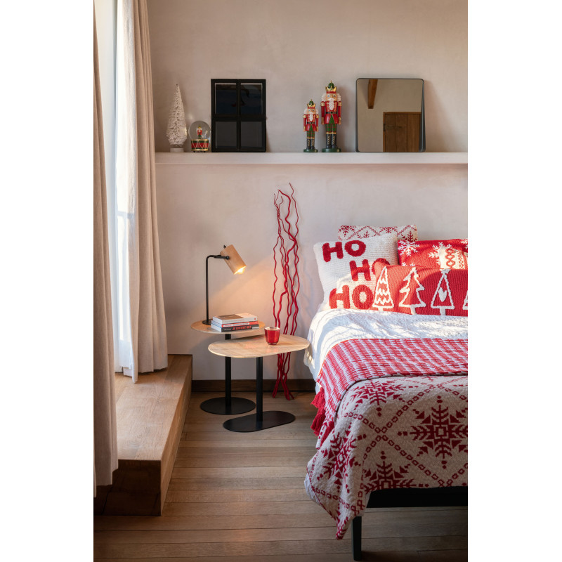 Plaid de Noël moderne 130x180 en Coton Blanc Rouge Motif flocons de neige Hivelys - 2