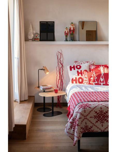 Plaid de Noël moderne 130x180 en Coton Blanc Rouge Motif flocons de neige Hivelys - 2