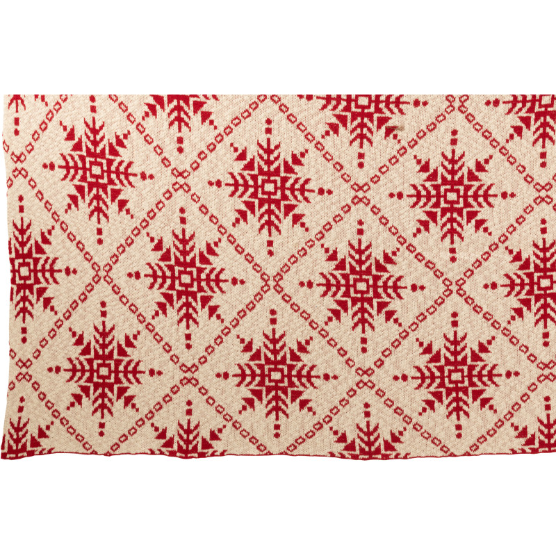 Plaid de Noël moderne 130x180 en Coton Blanc Rouge Motif flocons de neige Hivelys - 4