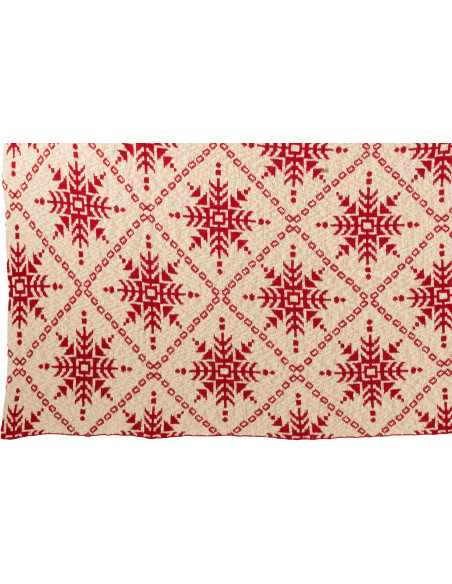 Plaid de Noël moderne 130x180 en Coton Blanc Rouge Motif flocons de neige Hivelys - 4