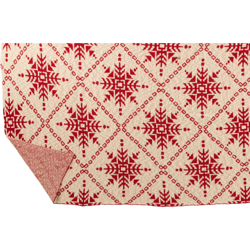 Plaid de Noël moderne 130x180 en Coton Blanc Rouge Motif flocons de neige Hivelys - 5