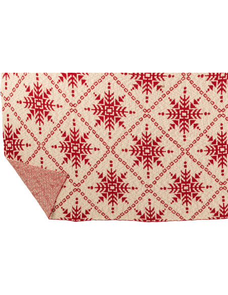 Plaid de Noël moderne 130x180 en Coton Blanc Rouge Motif flocons de neige Hivelys - 5