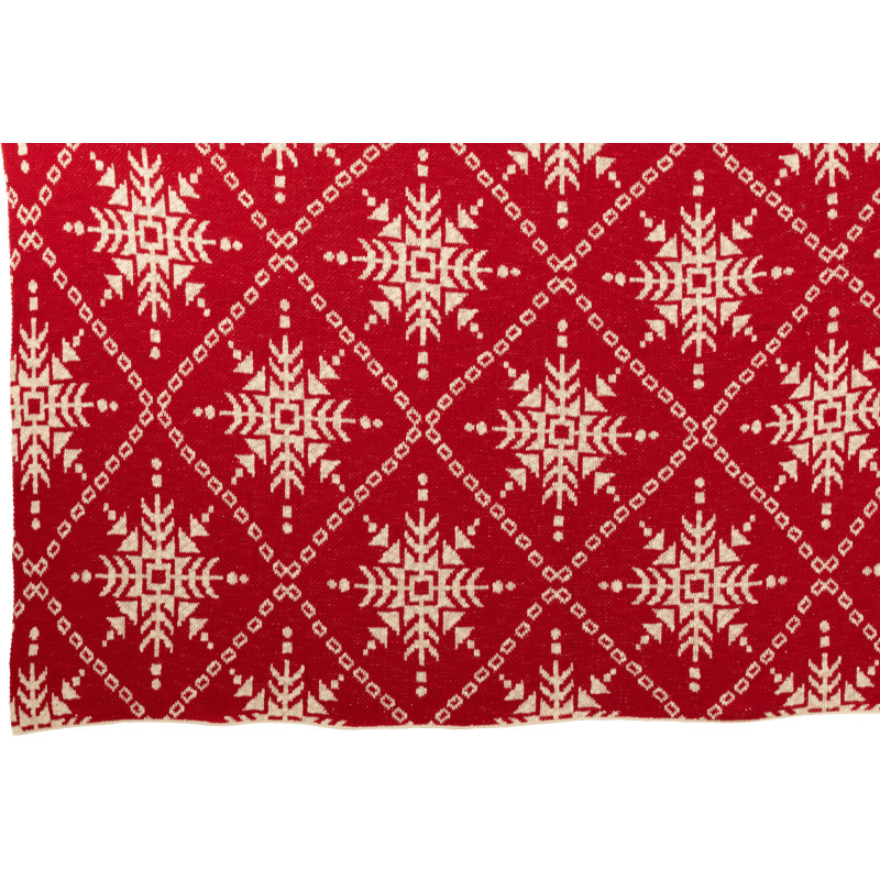 Plaid de Noël moderne 130x180 en Coton Rouge Blanc Motif flocons de neige Hivelys - 3