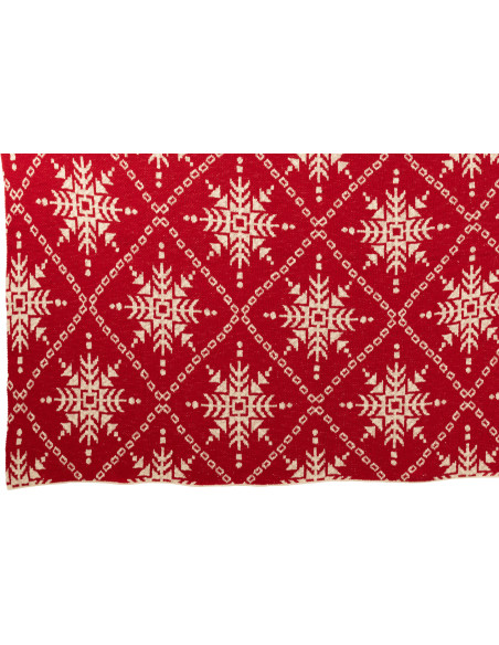 Plaid de Noël moderne 130x180 en Coton Rouge Blanc Motif flocons de neige Hivelys - 3