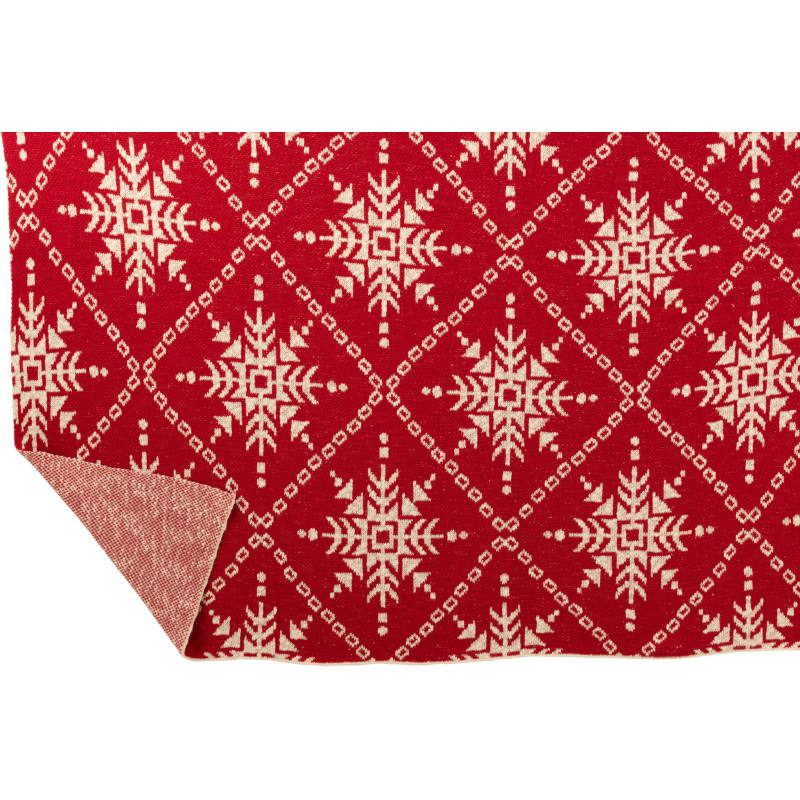 Plaid de Noël moderne 130x180 en Coton Rouge Blanc Motif flocons de neige Hivelys - 4