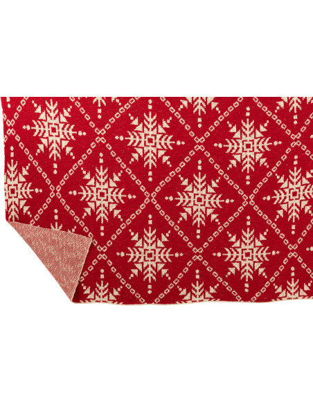 Plaid de Noël moderne 130x180 en Coton Rouge Blanc Motif flocons de neige Hivelys - 4