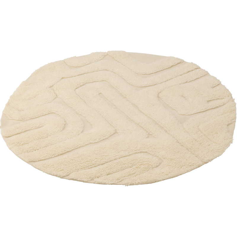 Tapis moderne relief Rond 150x150 en Laine Blanc ivoire Tufté Motif géométrique Nivora - 1