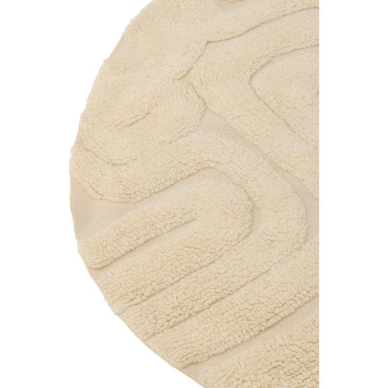 Tapis moderne relief Rond 150x150 en Laine Blanc ivoire Tufté Motif géométrique Nivora - 2