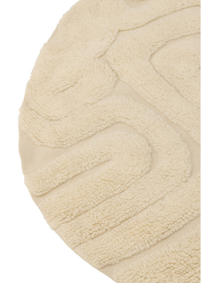 Tapis moderne relief Rond 150x150 en Laine Blanc ivoire Tufté Motif géométrique Nivora - 2
