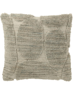 Coussin moderne relief Carré 45x45 en Tissu Gris bleu Tufté Motif géométrique Orbessa - 1