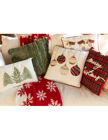 Coussin moderne poils longs Carré 45x45 en Laine Vert kaki Tufté Shaggy - 2