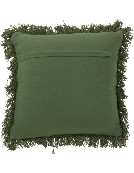Coussin moderne poils longs Carré 45x45 en Laine Vert kaki Tufté Shaggy - 3
