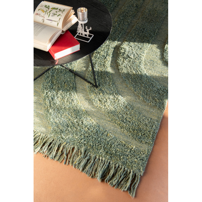 Grand Tapis moderne poils longs Rectangulaire 200x300 en Laine Vert kaki Tufté Shaggy - 2