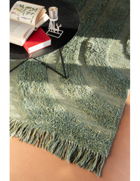 Grand Tapis moderne poils longs Rectangulaire 200x300 en Laine Vert kaki Tufté Shaggy - 2