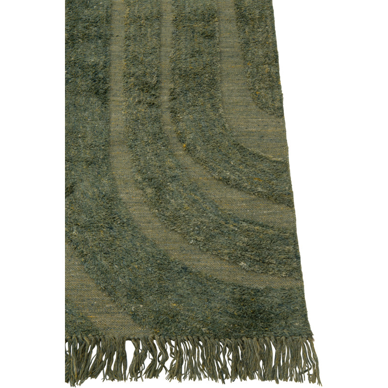 Grand Tapis moderne poils longs Rectangulaire 200x300 en Laine Vert kaki Tufté Shaggy - 4