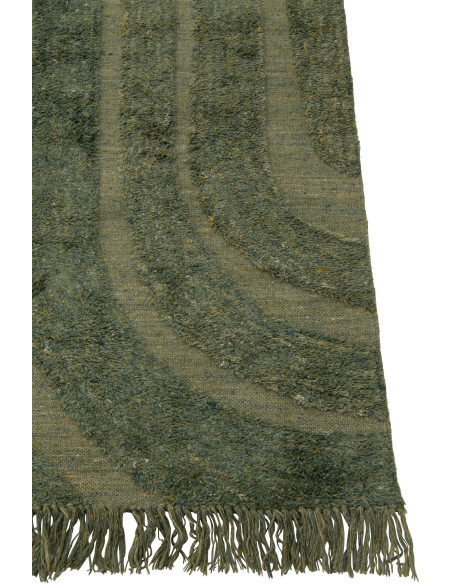 Grand Tapis moderne poils longs Rectangulaire 200x300 en Laine Vert kaki Tufté Shaggy - 4