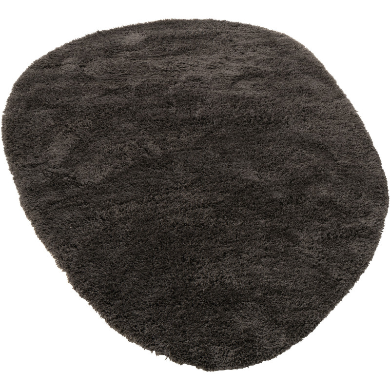 Grand Tapis Douceur Poils longs Ovale 200x300 en Tissu Gris foncé Mystikio - 1