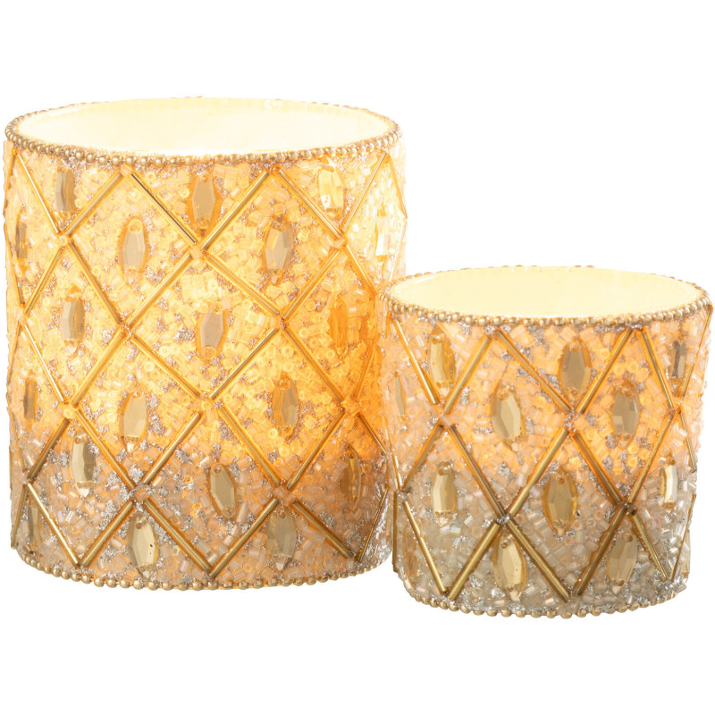 Photophore bohème oriental Diamètre 7 cm en Verre Blanc Perle Doré Pyris - 4