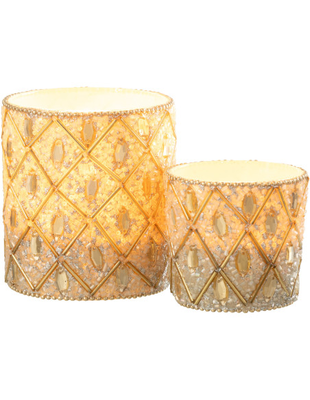 Photophore bohème oriental Diamètre 7 cm en Verre Blanc Perle Doré Pyris - 4