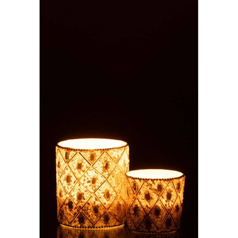 Photophore bohème oriental Diamètre 7 cm en Verre Blanc Perle Doré Pyris - 6