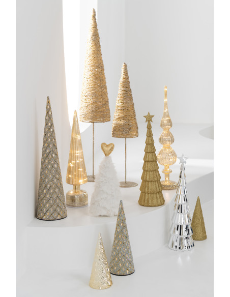 Cônes décoratifs de Noël bohème oriental en Métal Blanc Perle Doré Pyris (Lot de 3) - 2