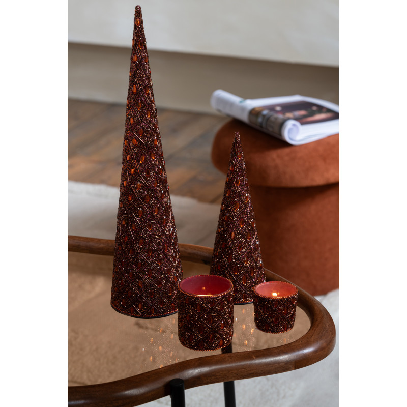 Petit Photophore bohème oriental Diamètre 6 cm en Verre Marron foncé Perle Marron rouille Pyris - 2