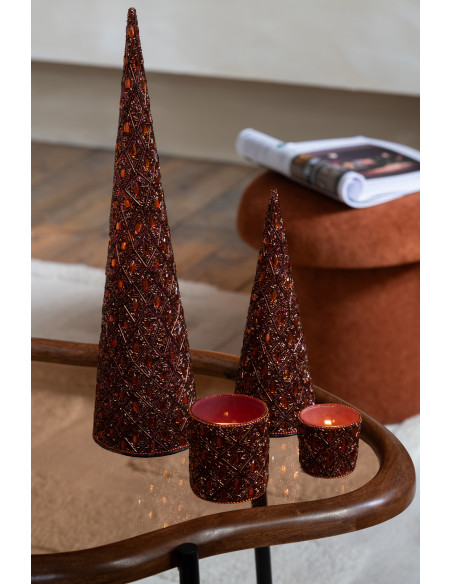 Petit Photophore bohème oriental Diamètre 6 cm en Verre Marron foncé Perle Marron rouille Pyris - 2