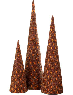 Cônes décoratifs de Noël bohème oriental en Métal Marron foncé Perle Marron rouille Pyris (Lot de 3) - 1