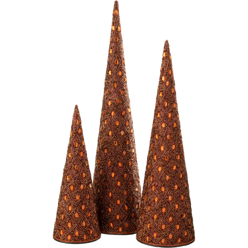 Cônes décoratifs de Noël bohème oriental en Métal Marron foncé Perle Marron rouille Pyris (Lot de 3) - 1
