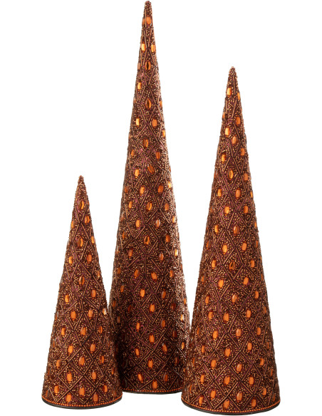 Cônes décoratifs de Noël bohème oriental en Métal Marron foncé Perle Marron rouille Pyris (Lot de 3) - 1
