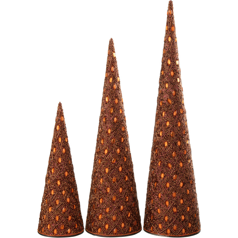 Cônes décoratifs de Noël bohème oriental en Métal Marron foncé Perle Marron rouille Pyris (Lot de 3) - 2