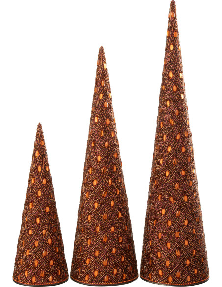 Cônes décoratifs de Noël bohème oriental en Métal Marron foncé Perle Marron rouille Pyris (Lot de 3) - 2