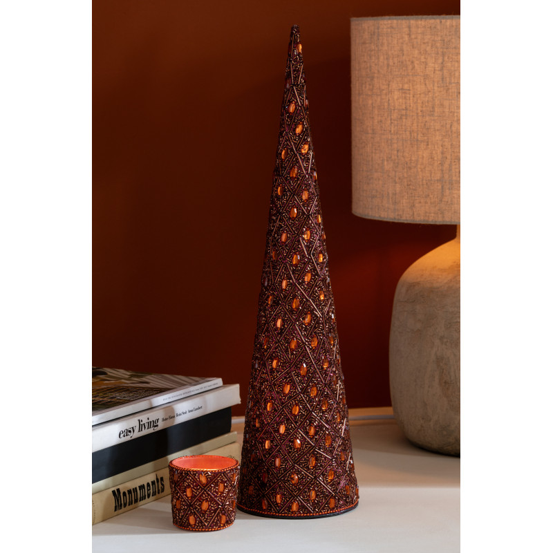 Cônes décoratifs de Noël bohème oriental en Métal Marron foncé Perle Marron rouille Pyris (Lot de 3) - 3