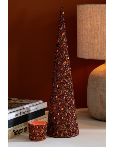 Cônes décoratifs de Noël bohème oriental en Métal Marron foncé Perle Marron rouille Pyris (Lot de 3) - 3