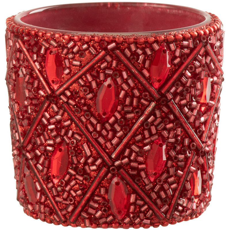 Petit Photophore bohème oriental Diamètre 6 cm en Verre Perle Rouge Pyris - 2