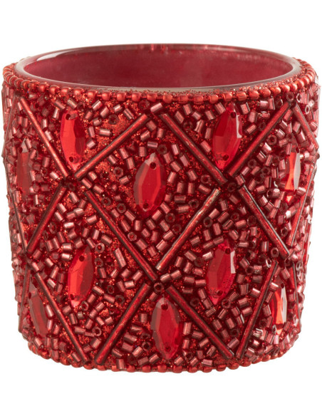 Petit Photophore bohème oriental Diamètre 6 cm en Verre Perle Rouge Pyris - 2